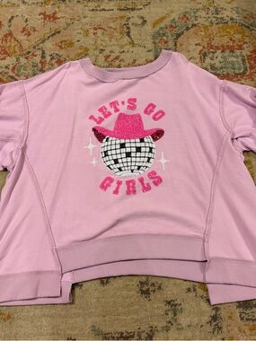 Fantastic Fawn Light Pink Glitter Disco Graphic Sweatshirt